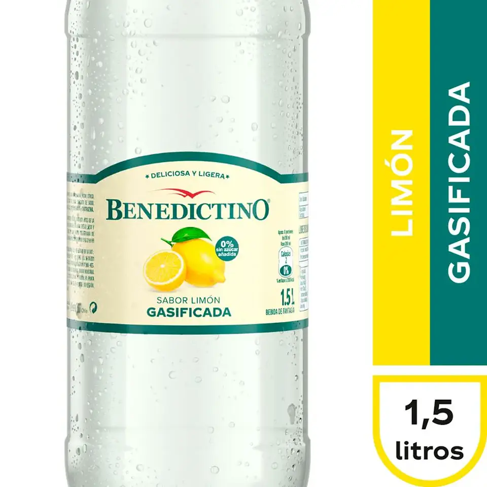 Benedictino Gasificada Sabor Limón 1.5 Lts 1