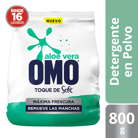Detergente Omo Aloe Vera Toque de Soft 800 Grs