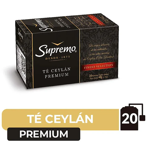 Té Ceylan Premium Supremo 20 Bolsitas