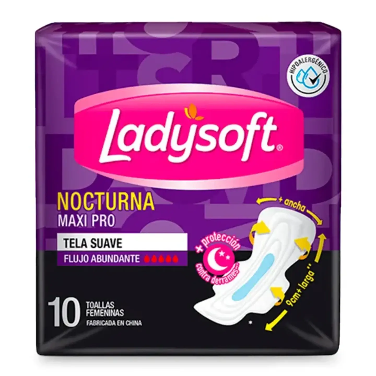 Toallas Femeninas Ladysoft Nocturnas Maxi Pro 10 Unidades  1