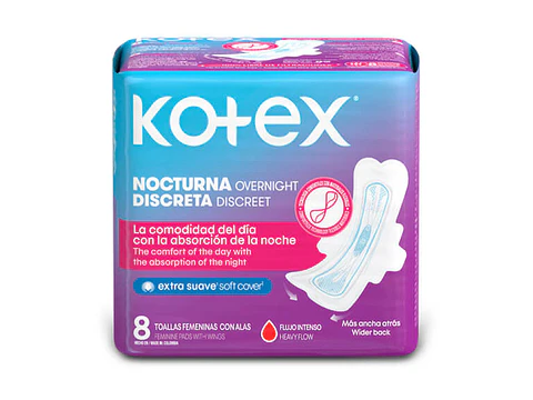 Toallas Femeninas con Alas Nocturnas Kotex 8 U