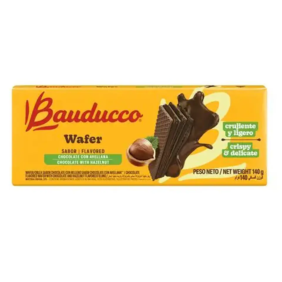 Wafer Chocolate con Avellana Bauducco 140g 1