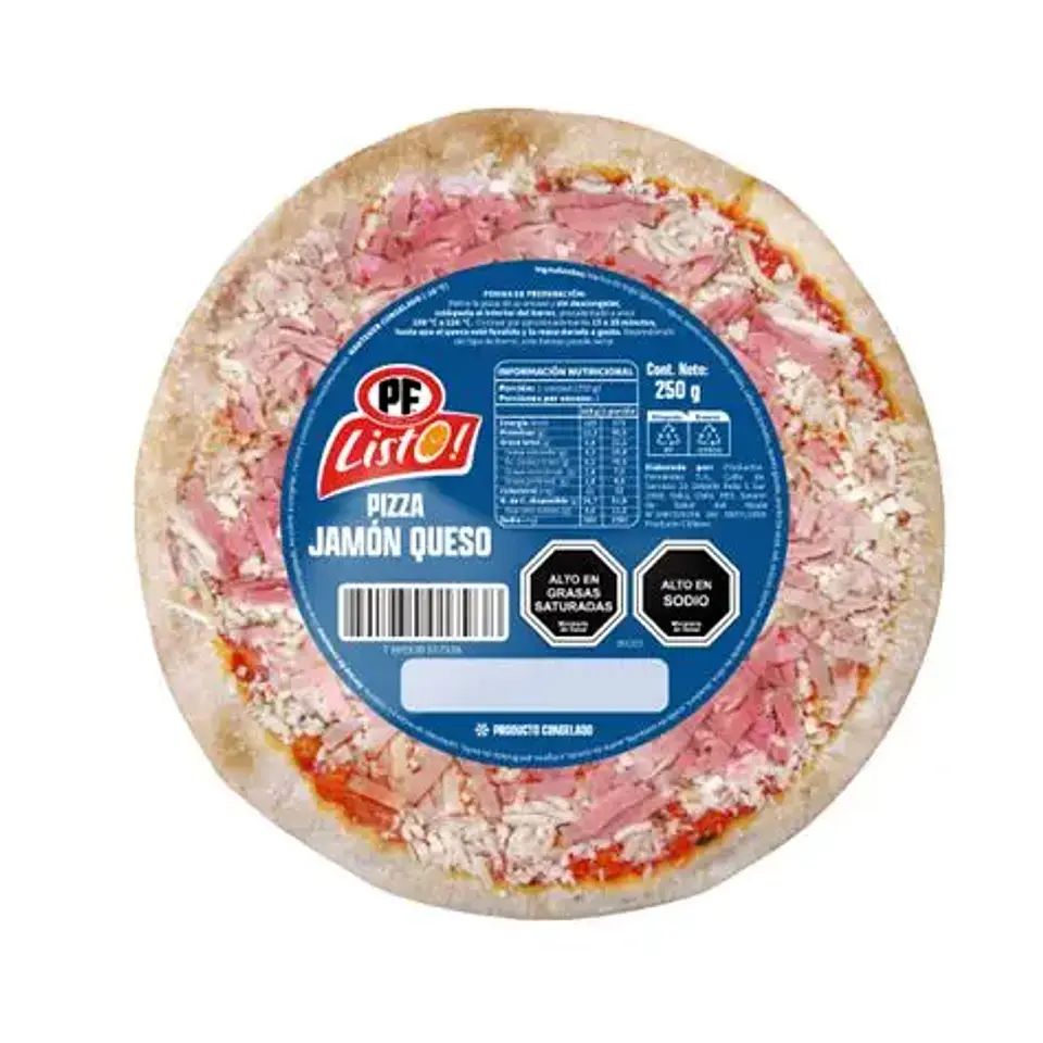 Pizza Individual Jamón Queso Congelada 250g PF Listo 1