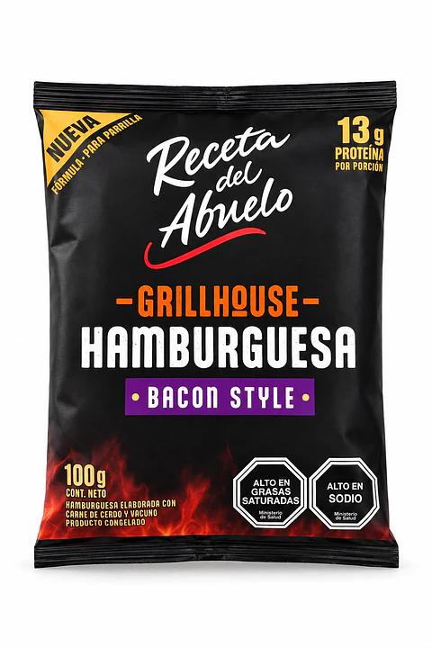 Hamburguesa Grillhouse 100g Bacon Style Receta del Abuelo 