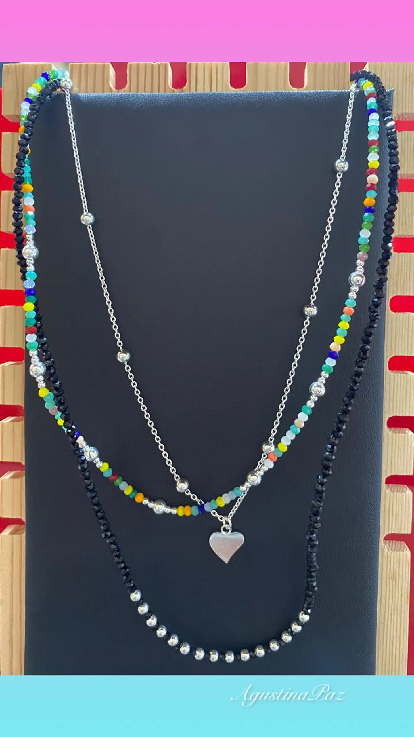 Triple Collar Mostacilla y Plata 925  1