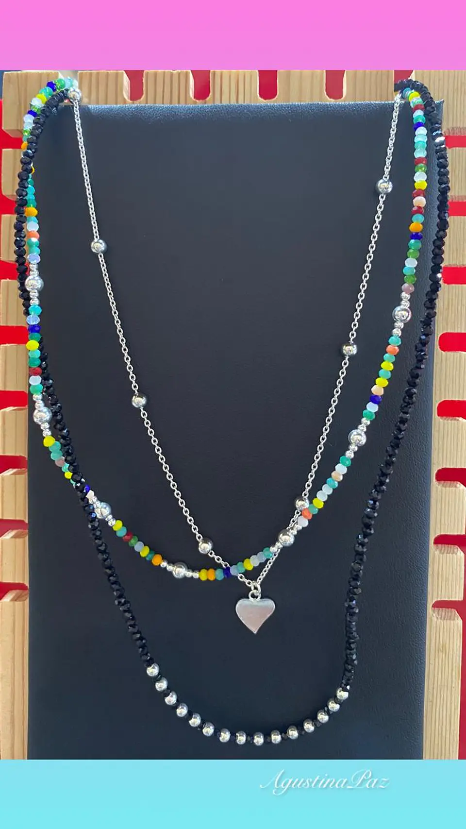 Triple Collar Mostacilla y Plata 925  1