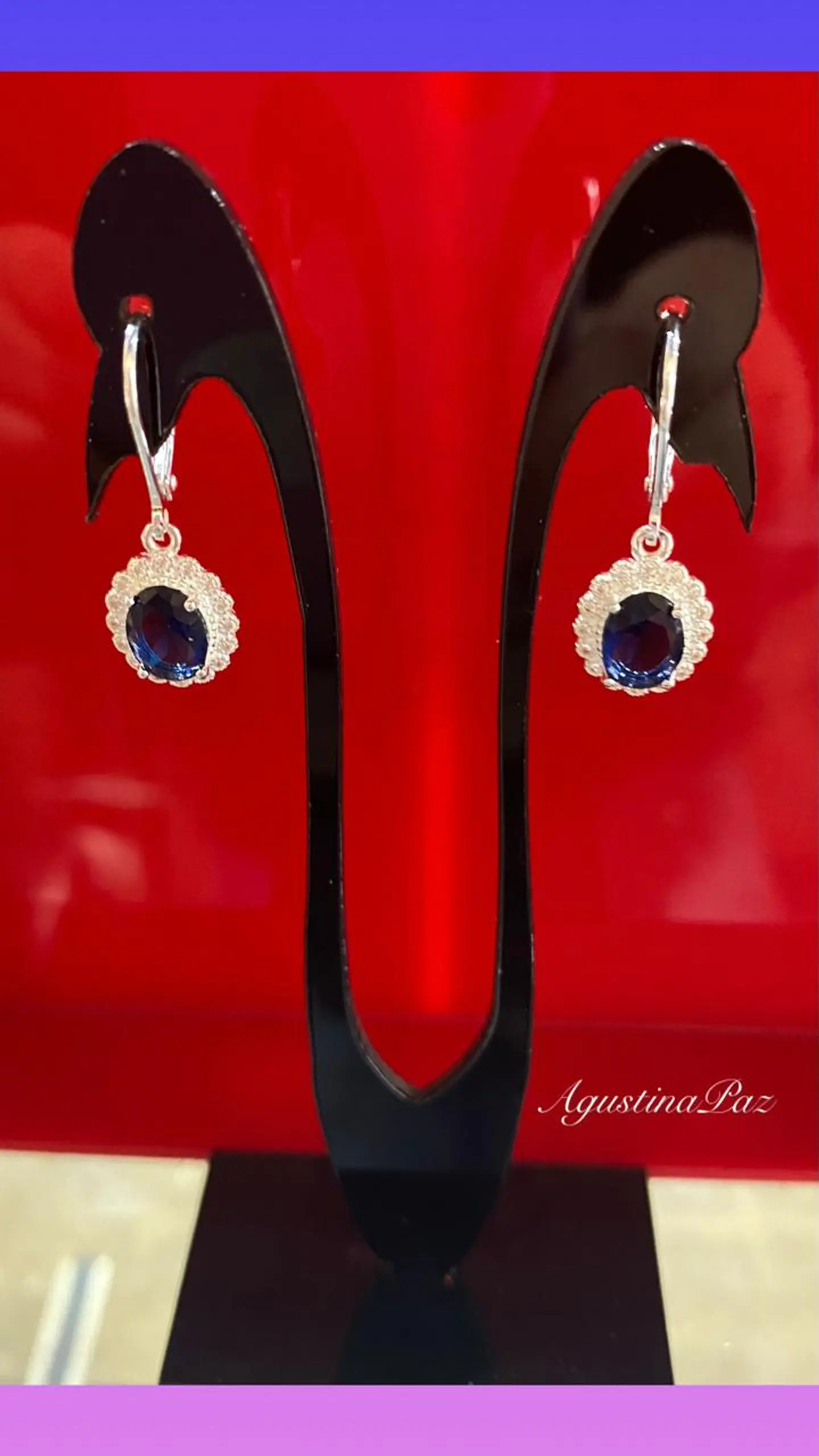 Aros Colgantes Circón Azul Plata 925 1
