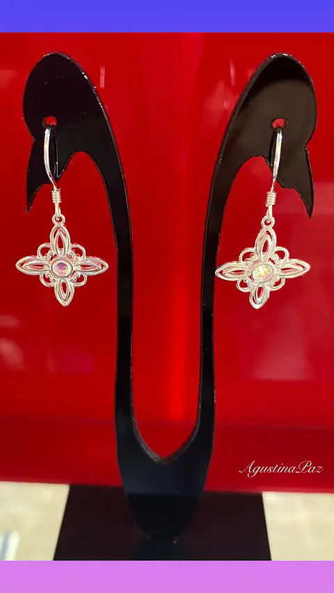 Aros Nudo de Bruja Circón Blanco Plata 925