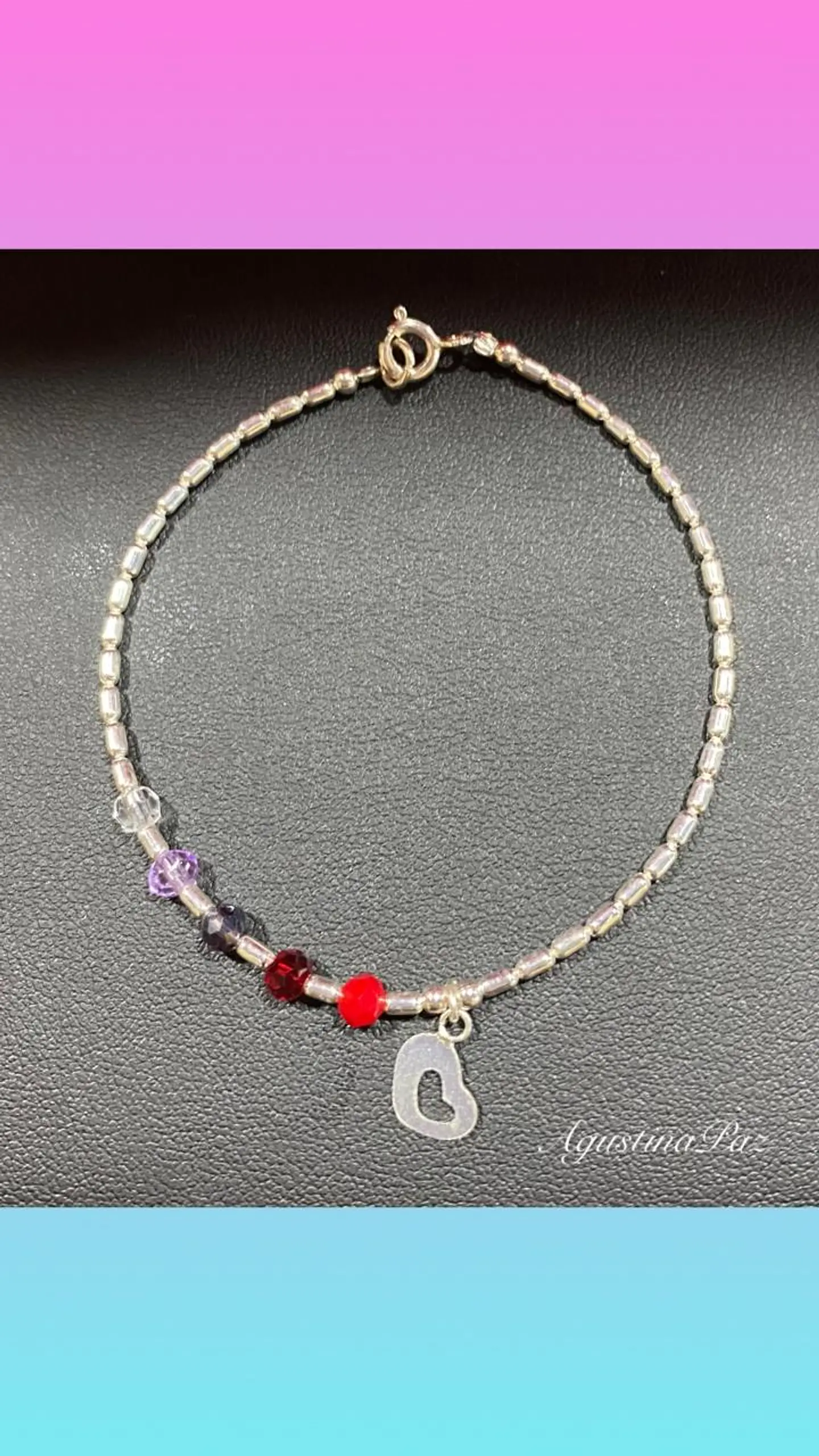 Pulsera Mostacillas Rojas y Plata 925 1