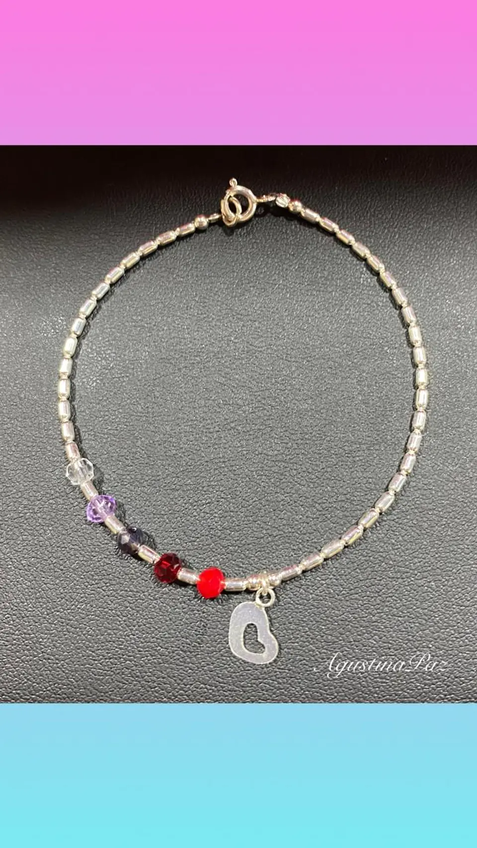 Pulsera Mostacillas Rojas y Plata 925 1