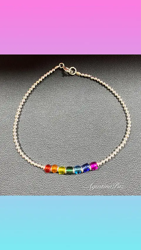 Pulsera Mostacillas Colores y Plata 925