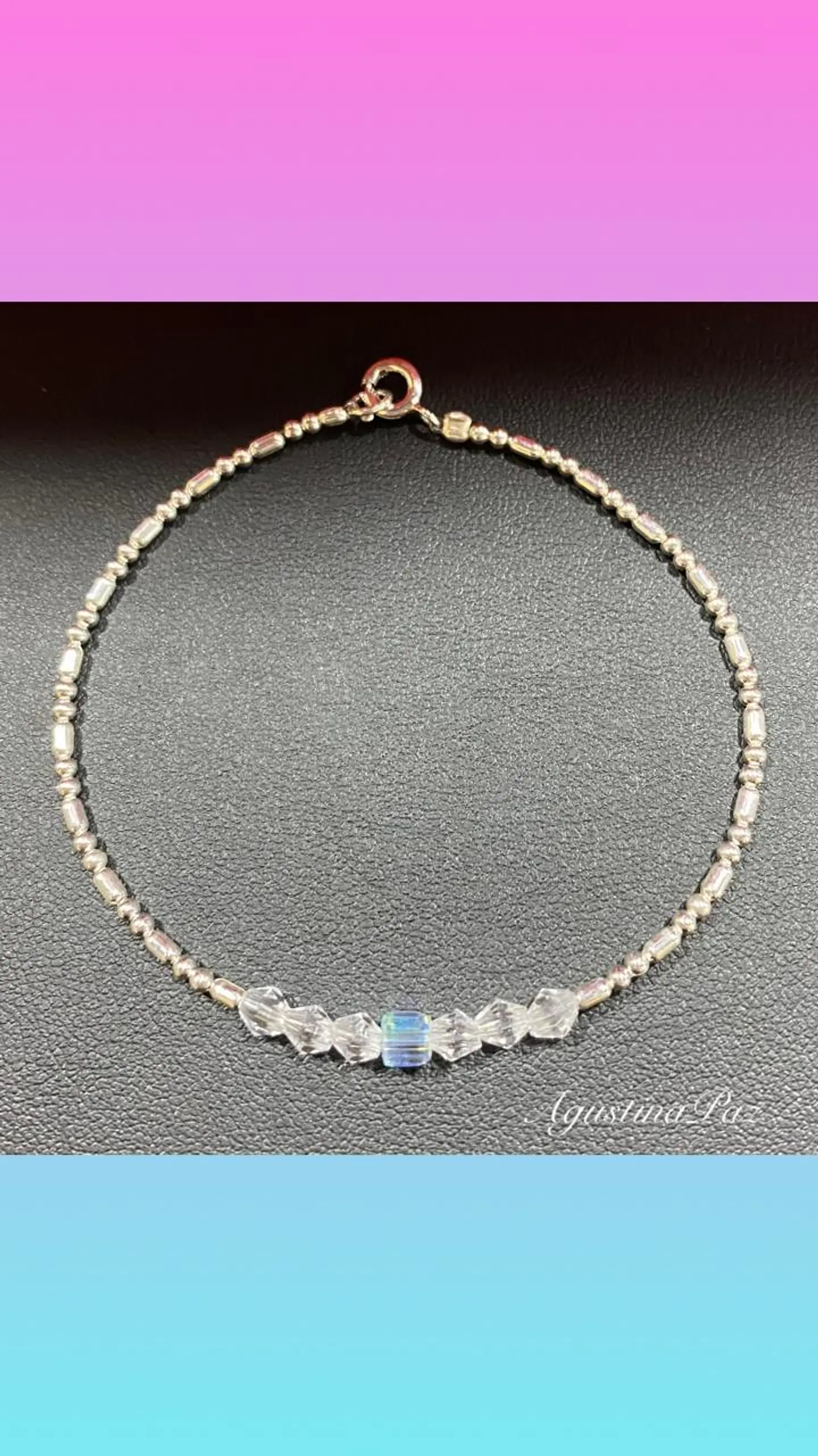 Pulsera con Mostacillas Transparentes y Plata 925 1