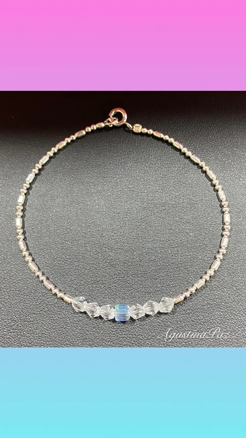Pulsera con Mostacillas Transparentes y Plata 925 1