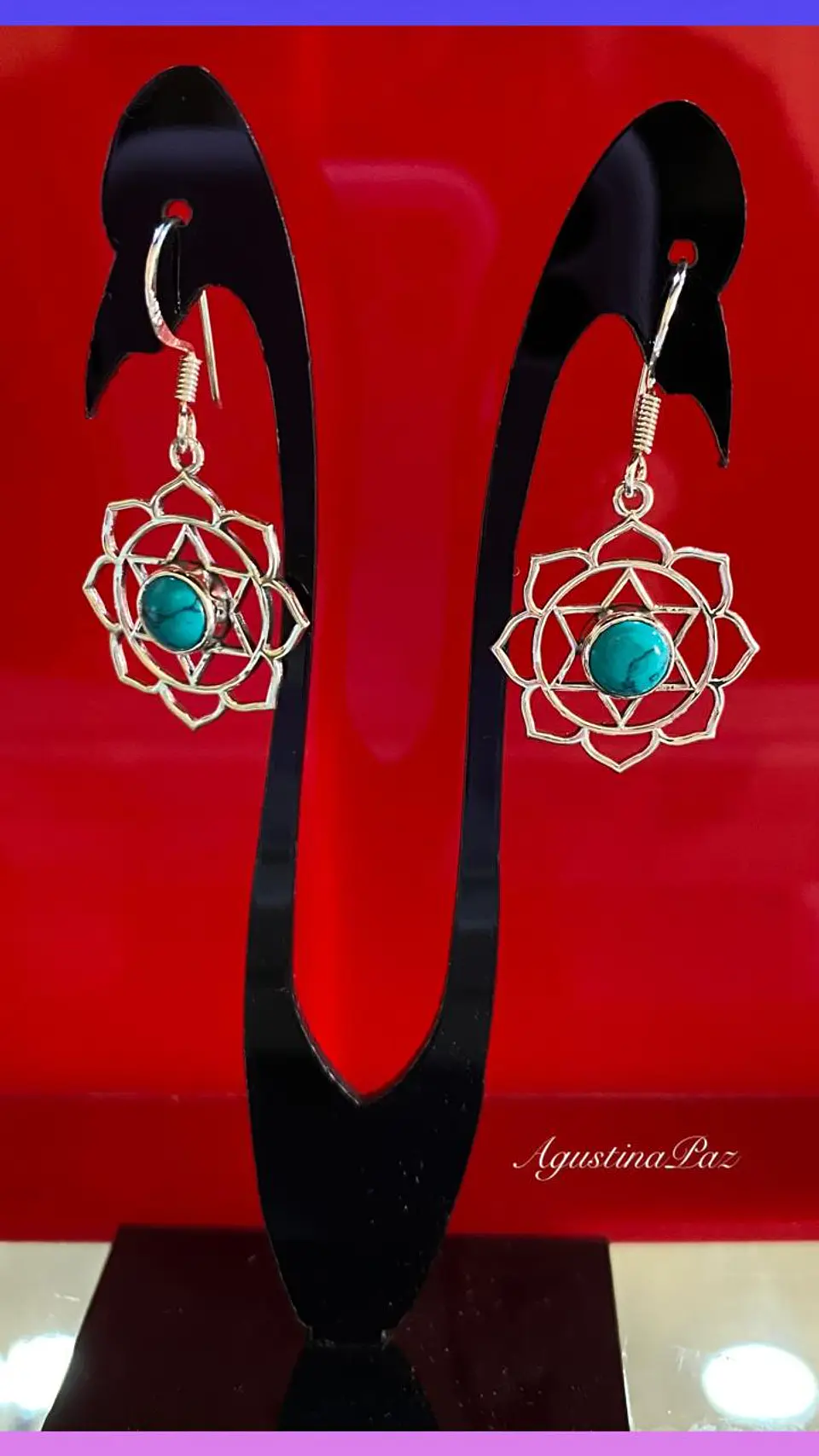 Aros Colgante Mandala y Piedra Turquesa Plata 925 1
