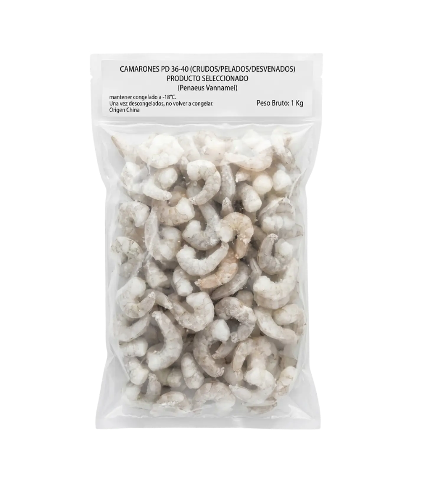 Camarón 36/40 (Crudo/Pelado/Sin Vena) 1 kg 1