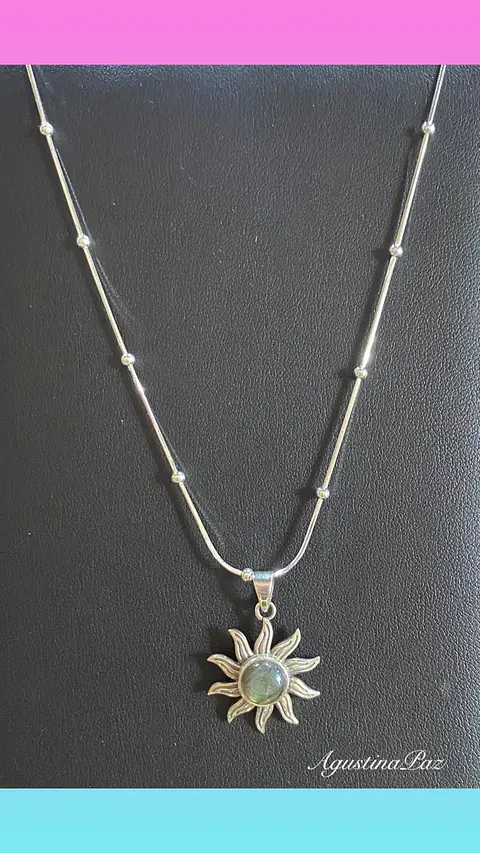 Cadena más Colgante Sol y Piedra Plata 925
