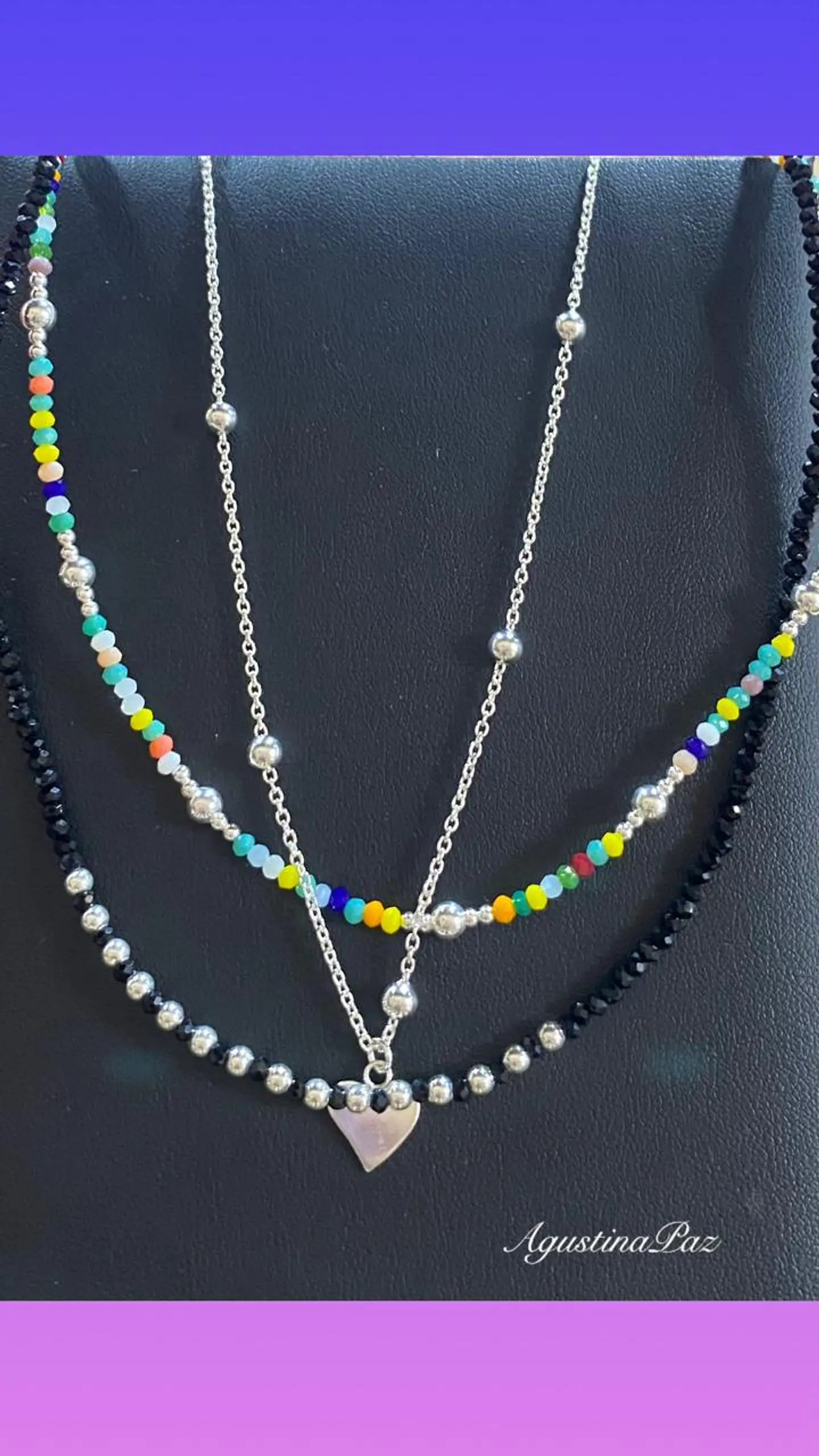Triple Collar Mostacillas y Plata 925 1