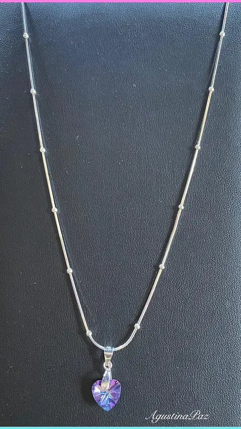 Cadena más Colgante Corazón Tornasol Plata 925