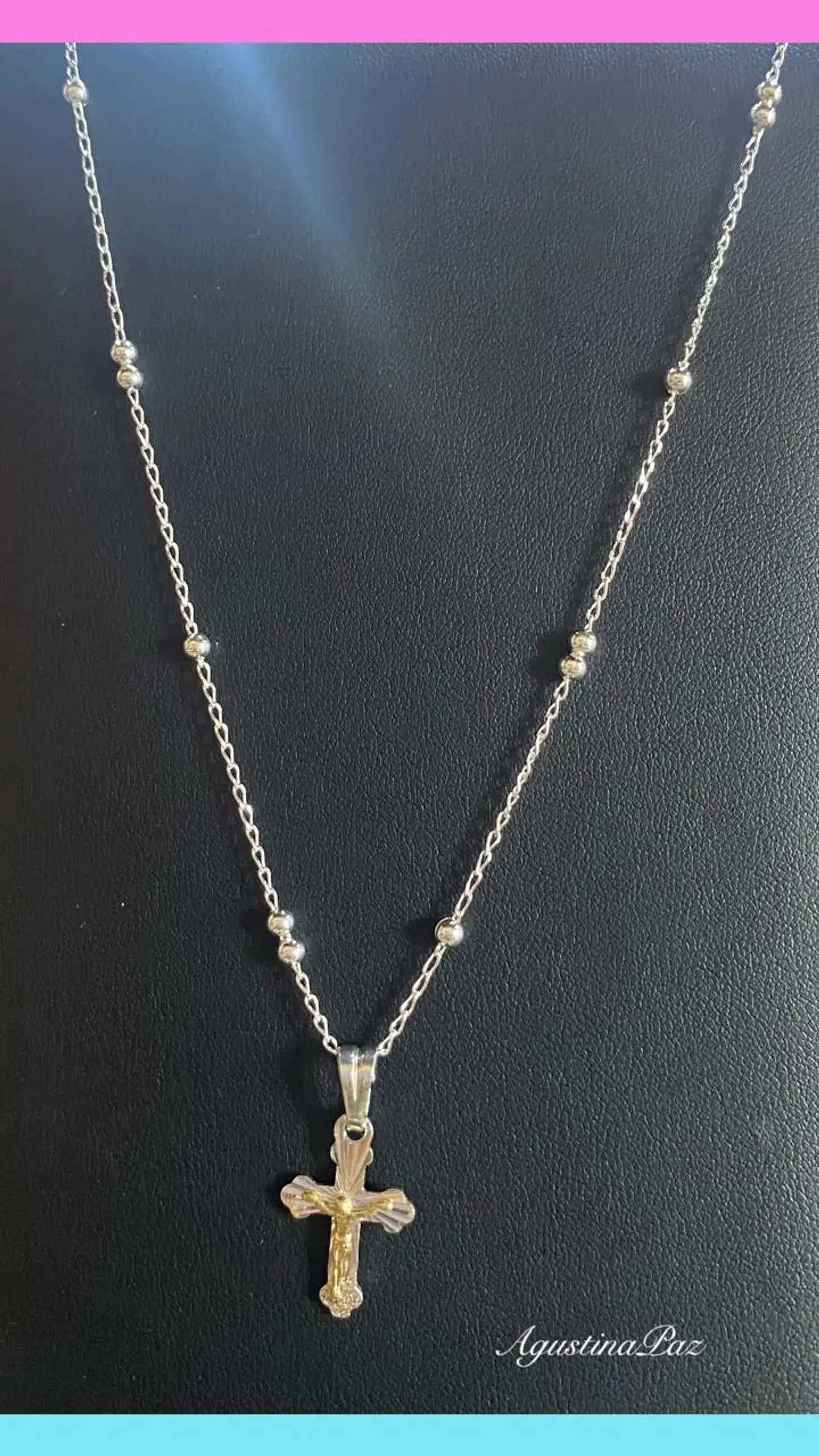 Cadena Veneciana más Colgante Cruz Plata y Oro 1
