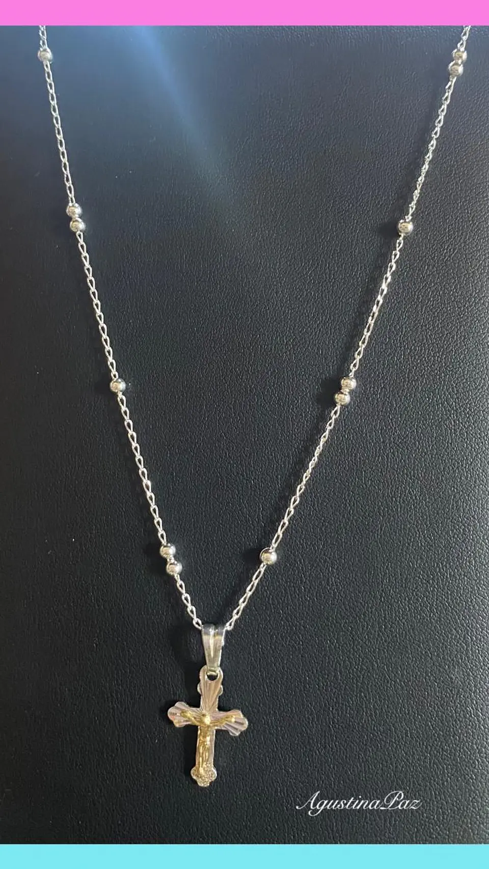Cadena Veneciana más Colgante Cruz Plata y Oro 1