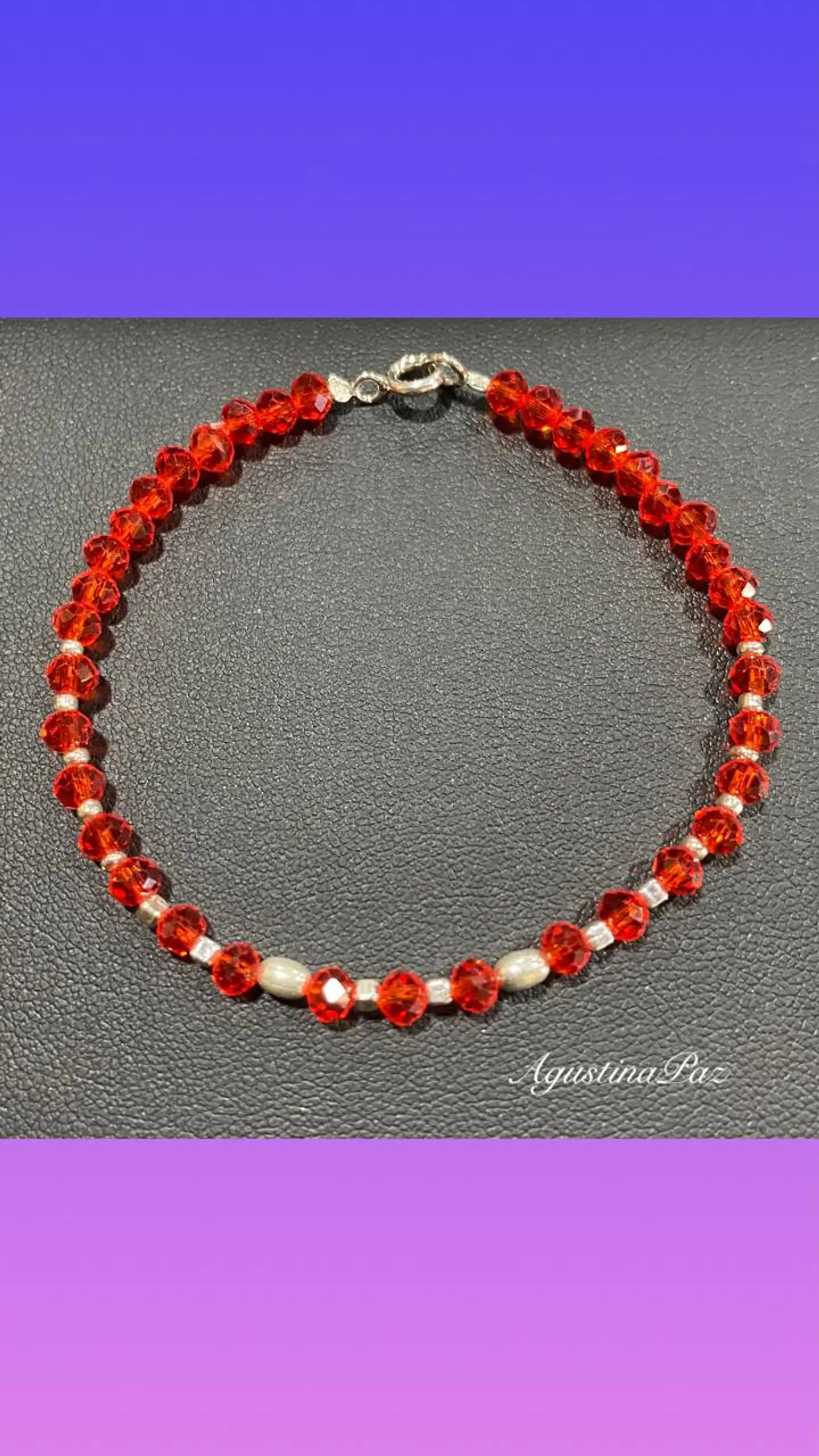 Pulsera Mostacillas Rojas y Plata 925 (3) 1