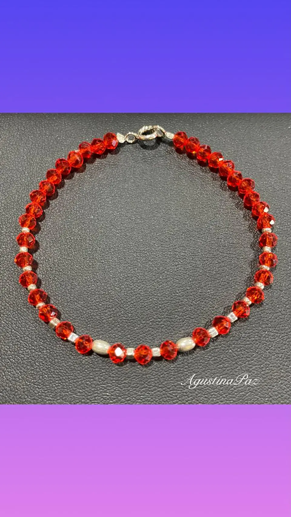 Pulsera Mostacillas Rojas y Plata 925 (3) 1