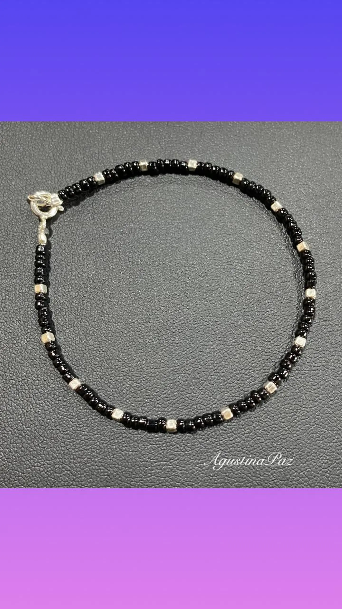 Pulsera Mostacillas Negras y Plata 925 1