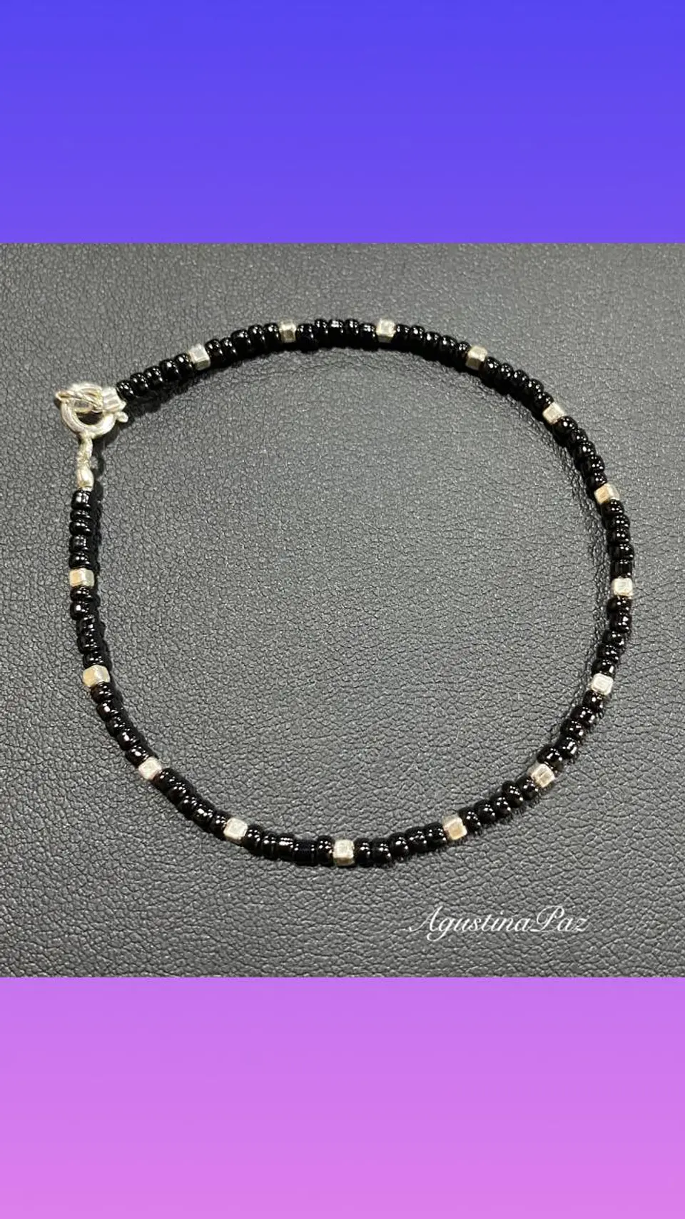 Pulsera Mostacillas Negras y Plata 925 1