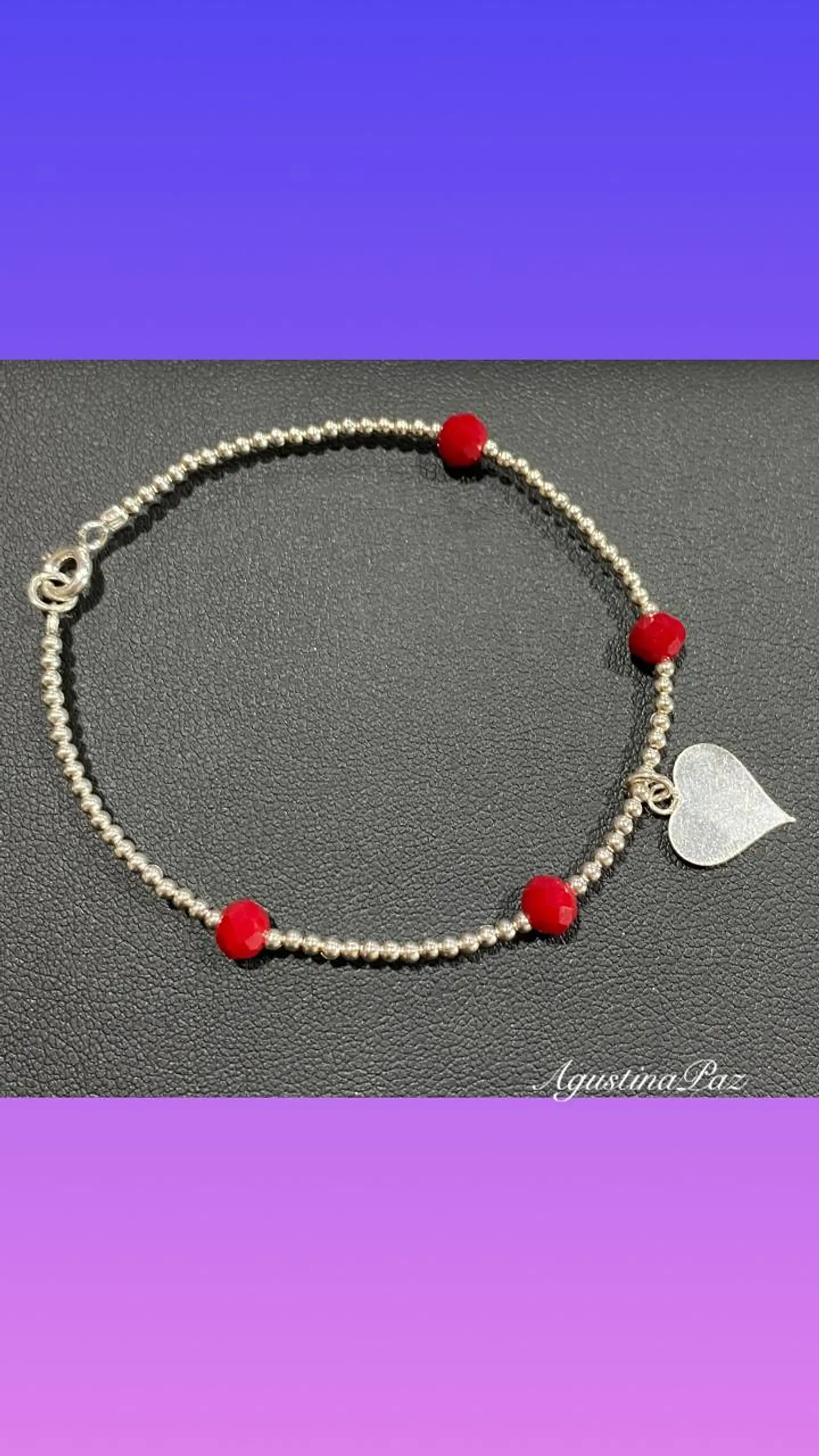 Pulsera Mostacillas Rojas y Corazón Plata 925 (2) 1