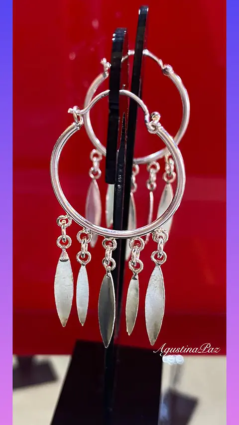 Aros Argolla con Colgantes Plata 925 5 cm Largo