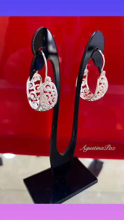 Aros Argolla Bote Calado Plata 925