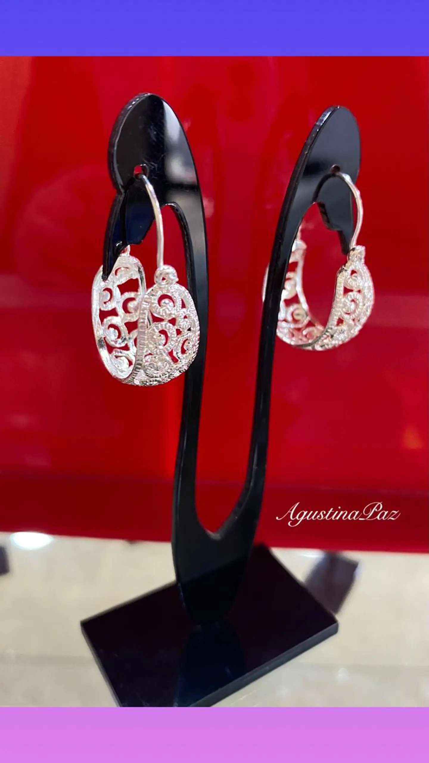 Aros Argolla Bote Calado Plata 925 1