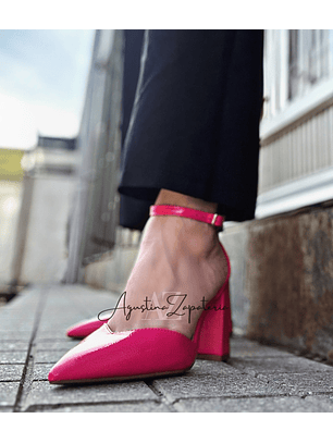 ESTILLETO FUCSIA CHAROL TACO CUADRADO