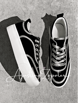 ZAPATILLA LONA NEGRA GLITTER