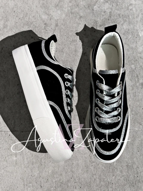 ZAPATILLA LONA NEGRA GLITTER