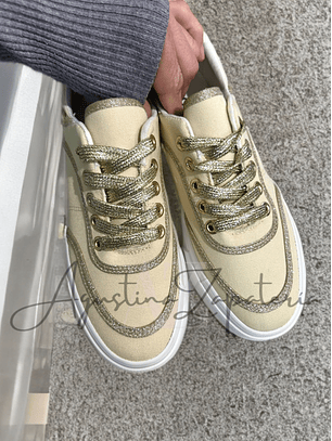ZAPATILLA LONA BEIGE GLITTER