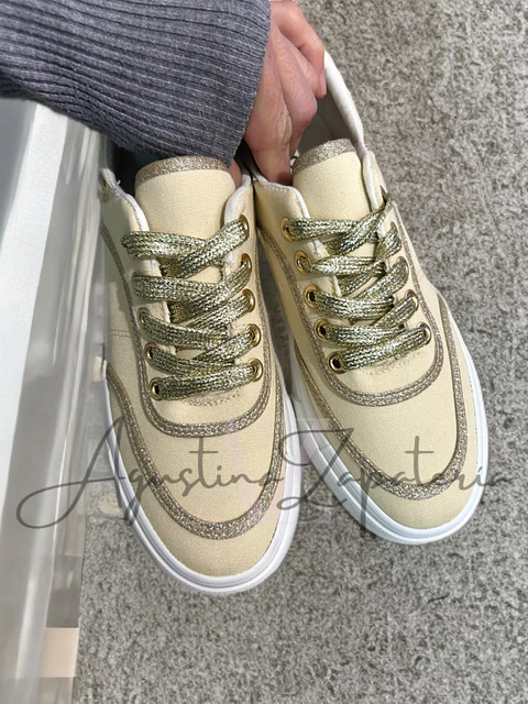 ZAPATILLA LONA BEIGE GLITTER