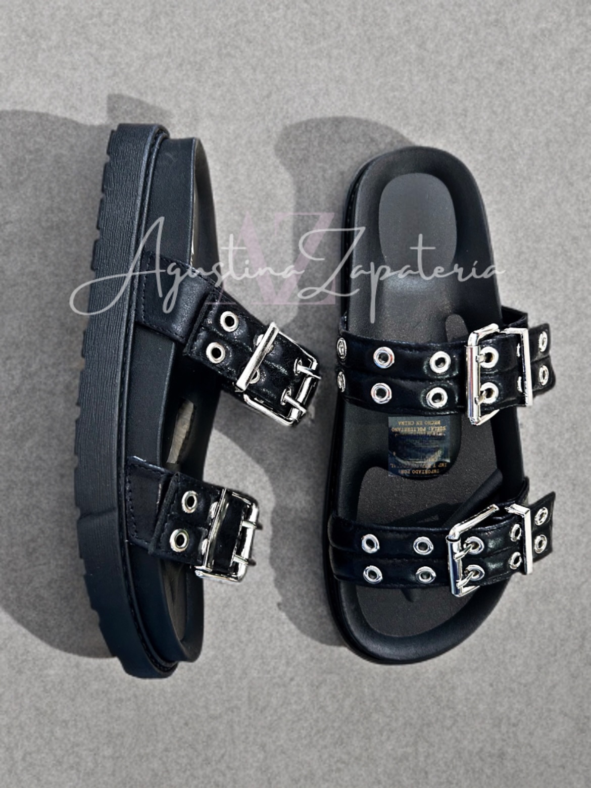 SANDALIA MUJER BAJA CORREAS NEGRAS 1