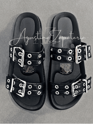 SANDALIA MUJER BAJA CORREAS NEGRAS