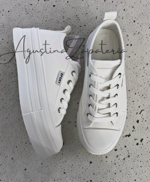 ZAPATILLA LONA BLANCA PLATAFORMA 