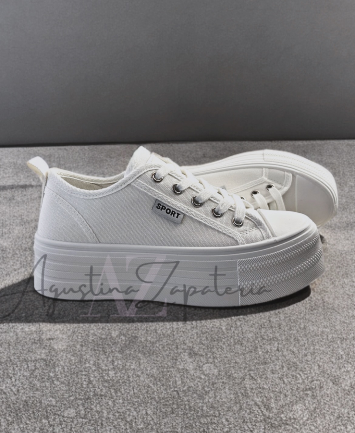 ZAPATILLA LONA BLANCA PLATAFORMA  2