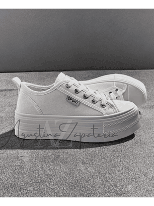 ZAPATILLA LONA BLANCA PLATAFORMA 