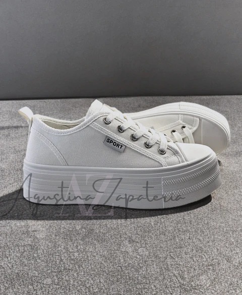 ZAPATILLA LONA BLANCA PLATAFORMA 