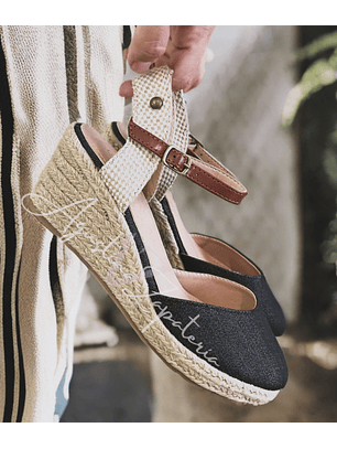 SANDALIA JEANS NEGRO YUTE TACO