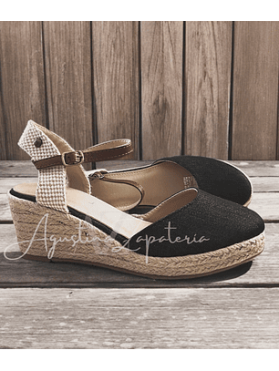 SANDALIA JEANS NEGRO YUTE TACO