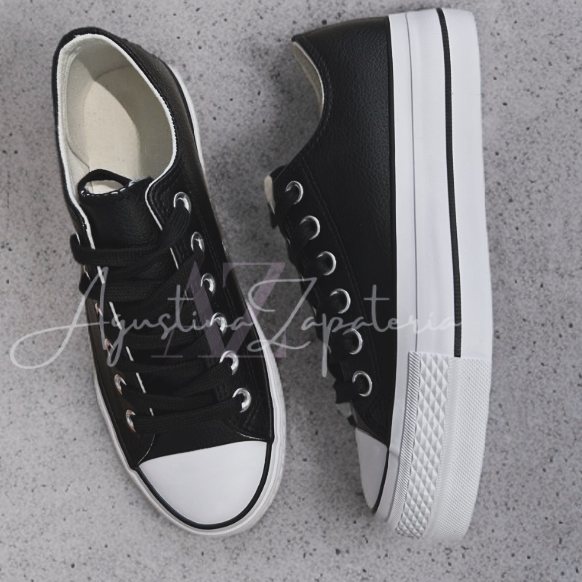 ZAPATILLA NEGRA ESTILO CHUCK TAYLOR PLATAFORMA 2