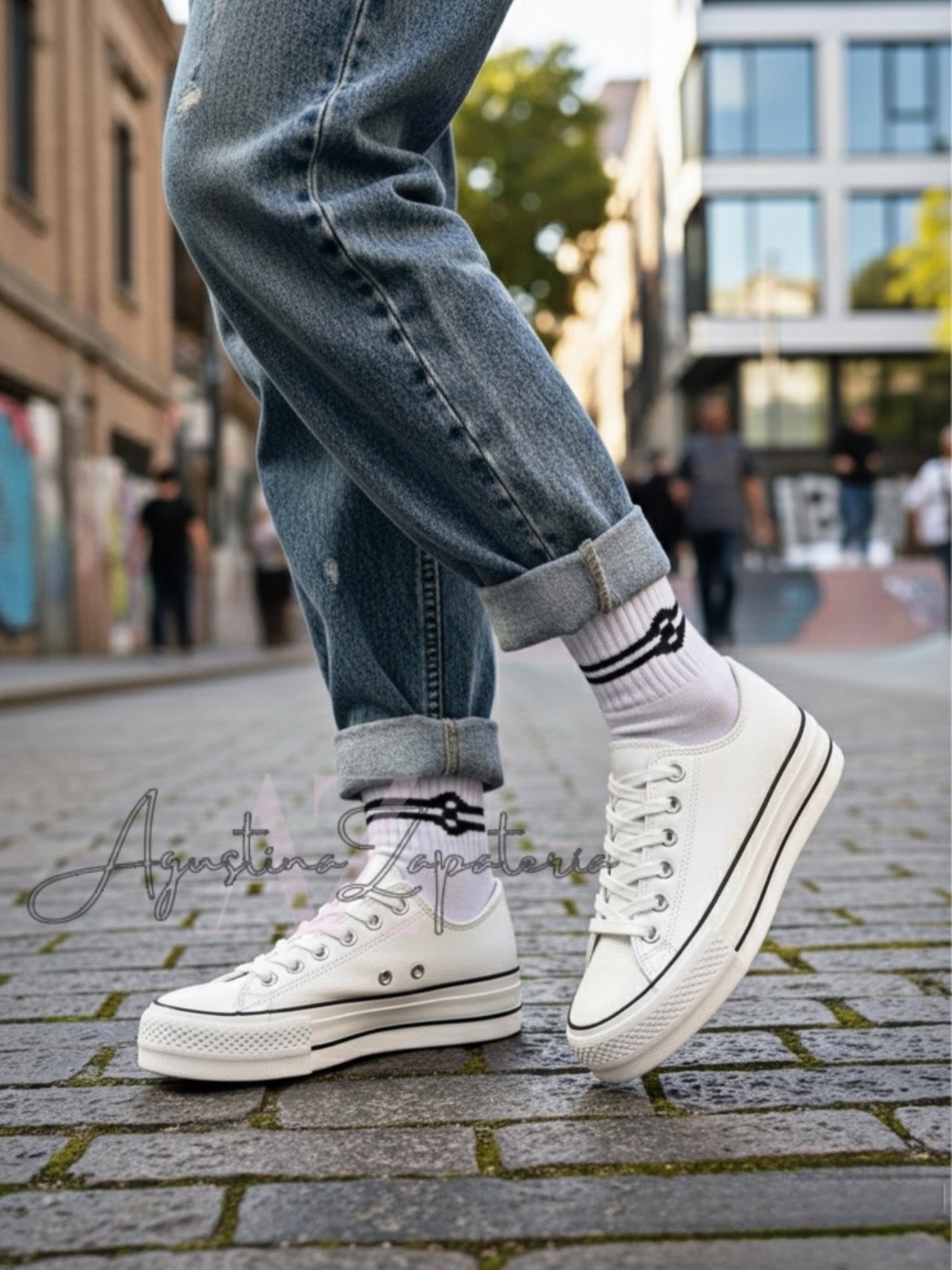 ZAPATILLA BLANCA ESTILO CHUCK TAYLOR PLATAFORMA 1