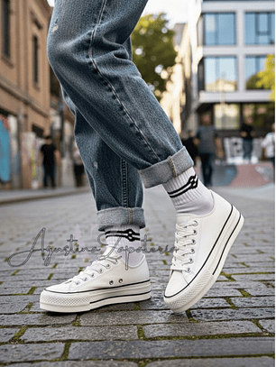 ZAPATILLA BLANCA ESTILO CHUCK TAYLOR PLATAFORMA