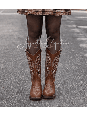 BOTA VAQUERA CAMEL PUNTA SEMI REDONDA