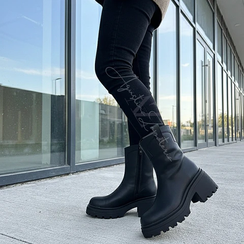 BOTIN NEGRO ECOCUERO ESTILO VAQUERO